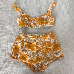 Top and bottom set made of vintage fabric